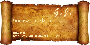 Gerecz Jolán névjegykártya